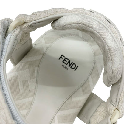 Fendi Sandals Shoes Fabric Ivory Unused Zucca Logo
