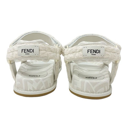 Fendi Sandals Shoes Fabric Ivory Unused Zucca Logo