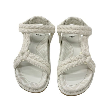 Fendi Sandals Shoes Fabric Ivory Unused Zucca Logo