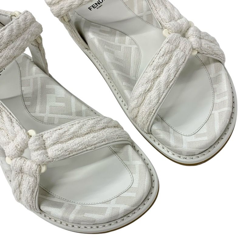 Fendi Sandals Shoes Fabric Ivory Unused Zucca Logo