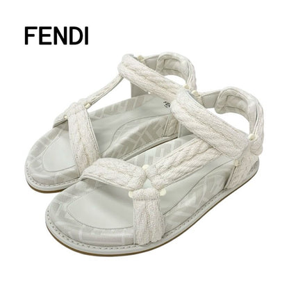 Fendi Sandals Shoes Fabric Ivory Unused Zucca Logo