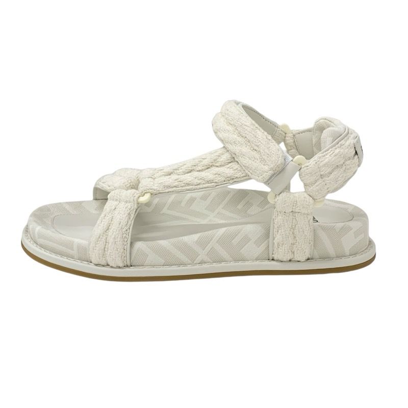 Fendi Sandals Shoes Fabric Ivory Unused Zucca Logo