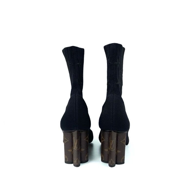 Louis Vuitton Silhouette Line Monogram Boots Short Shoes Fabric Black