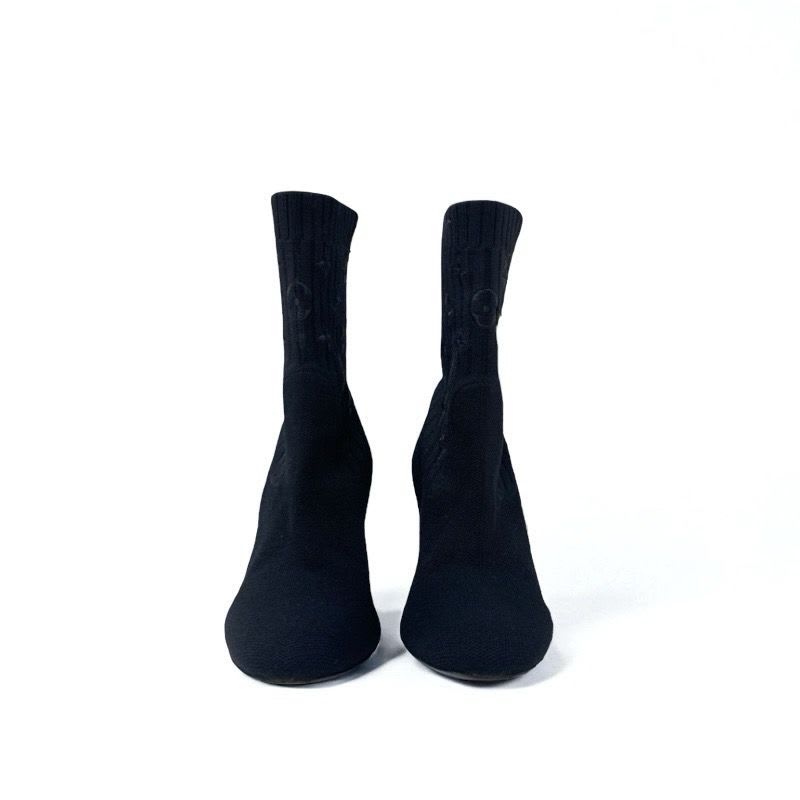 Louis Vuitton Silhouette Line Monogram Boots Short Shoes Fabric Black