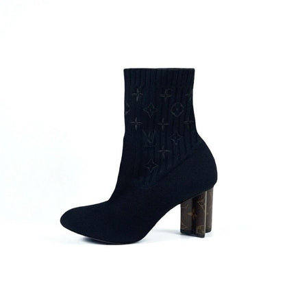 Louis Vuitton Silhouette Line Monogram Boots Short Shoes Fabric Black