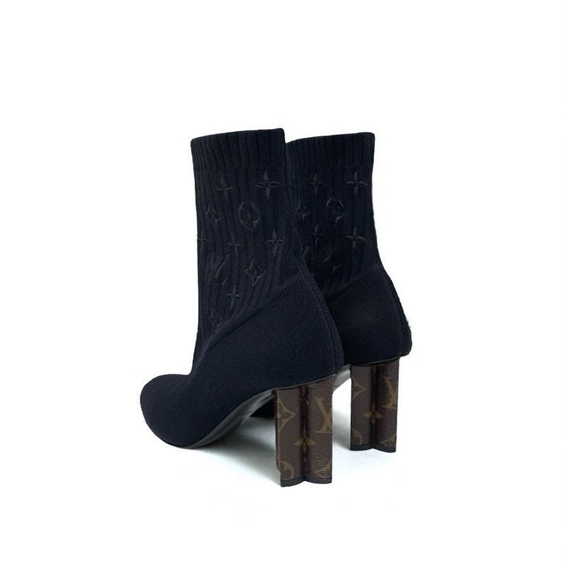 Louis Vuitton Silhouette Line Monogram Boots Short Shoes Fabric Black
