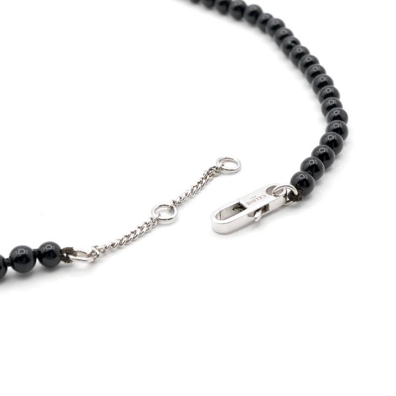 Celine Necklace Pendant Choker Black Silver Logo Onyx