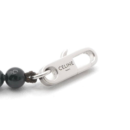 Celine Necklace Pendant Choker Black Silver Logo Onyx