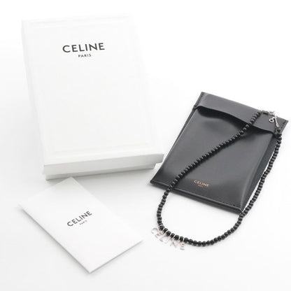 Celine Necklace Pendant Choker Black Silver Logo Onyx
