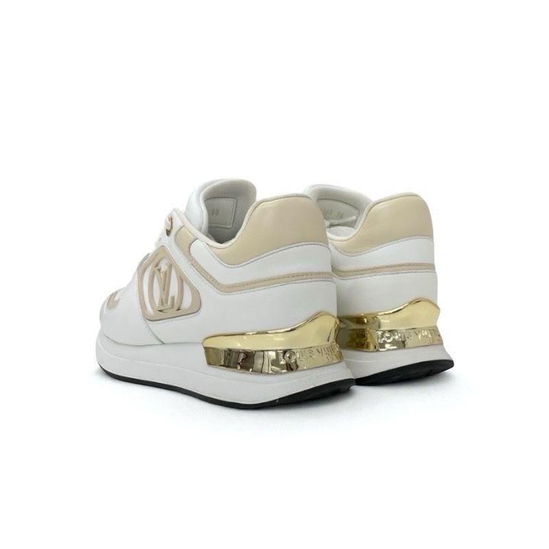 Louis Vuitton Neo Runaway Line Sneakers Shoes White Beige Gold Logo