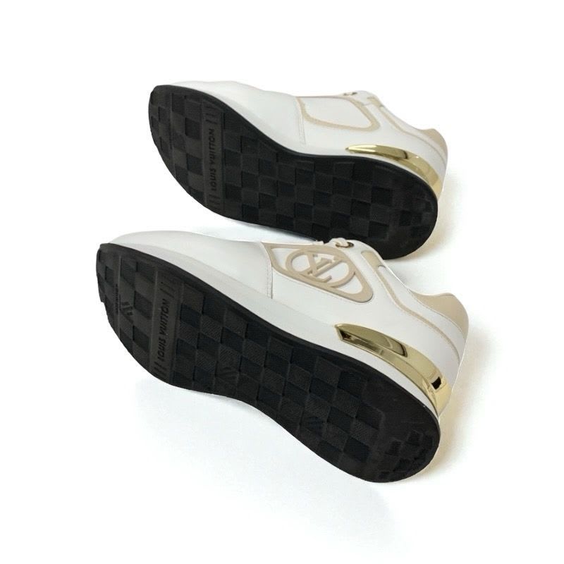 Louis Vuitton Neo Runaway Line Sneakers Shoes White Beige Gold Logo