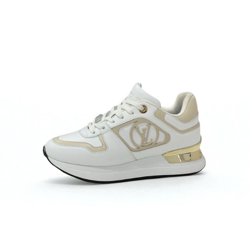 Louis Vuitton Neo Runaway Line Sneakers Shoes White Beige Gold Logo