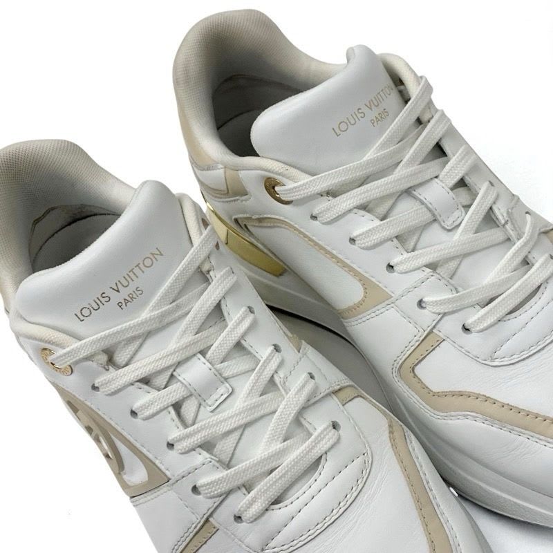 Louis Vuitton Neo Runaway Line Sneakers Shoes White Beige Gold Logo