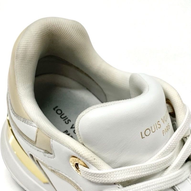Louis Vuitton Neo Runaway Line Sneakers Shoes White Beige Gold Logo