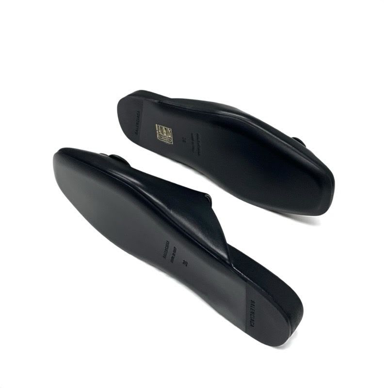 Balenciaga COSY BB Sandals Shoes Leather Black Logo Mules