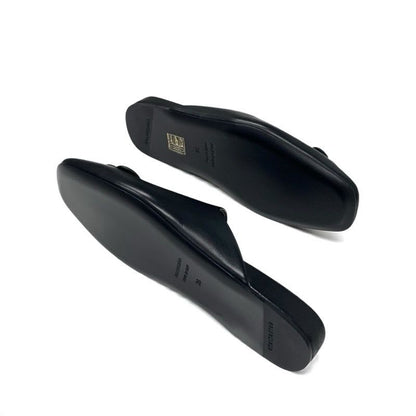 Balenciaga COSY BB Sandals Shoes Leather Black Logo Mules