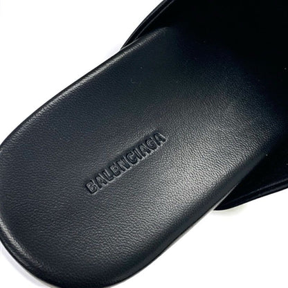 Balenciaga COSY BB Sandals Shoes Leather Black Logo Mules