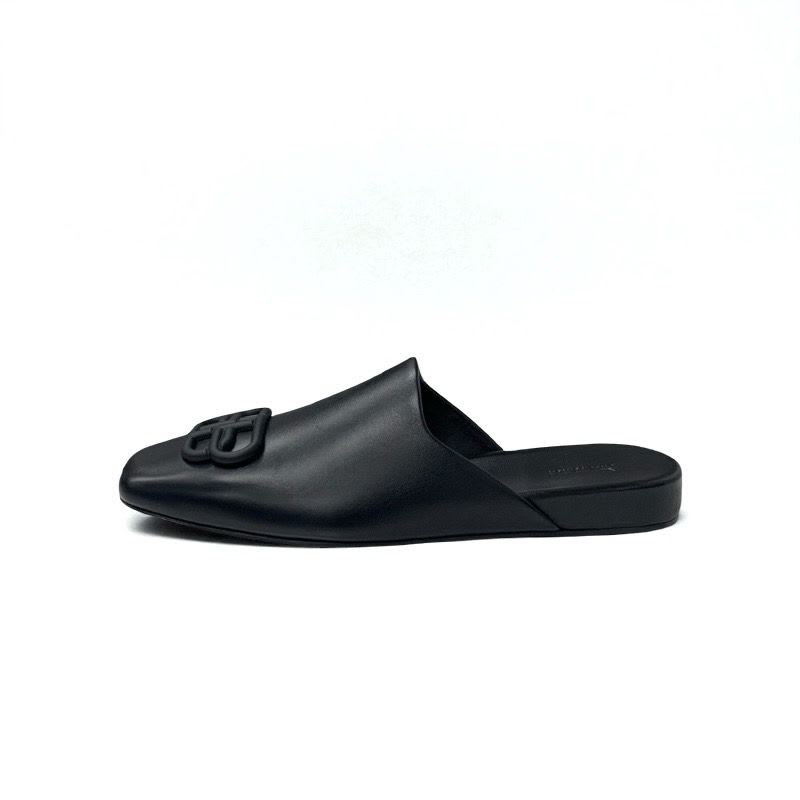 Balenciaga COSY BB Sandals Shoes Leather Black Logo Mules