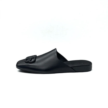 Balenciaga COSY BB Sandals Shoes Leather Black Logo Mules