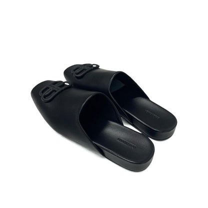 Balenciaga COSY BB Sandals Shoes Leather Black Logo Mules