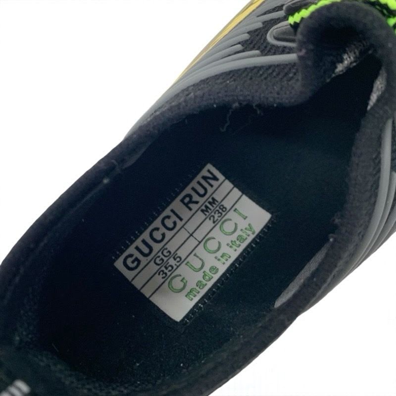 Gucci RUN Sneakers Shoes Fabric Black Yellow Interlocking G Logo