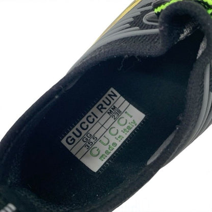 Gucci RUN Sneakers Shoes Fabric Black Yellow Interlocking G Logo