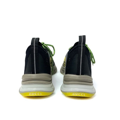 Gucci RUN Sneakers Shoes Fabric Black Yellow Interlocking G Logo