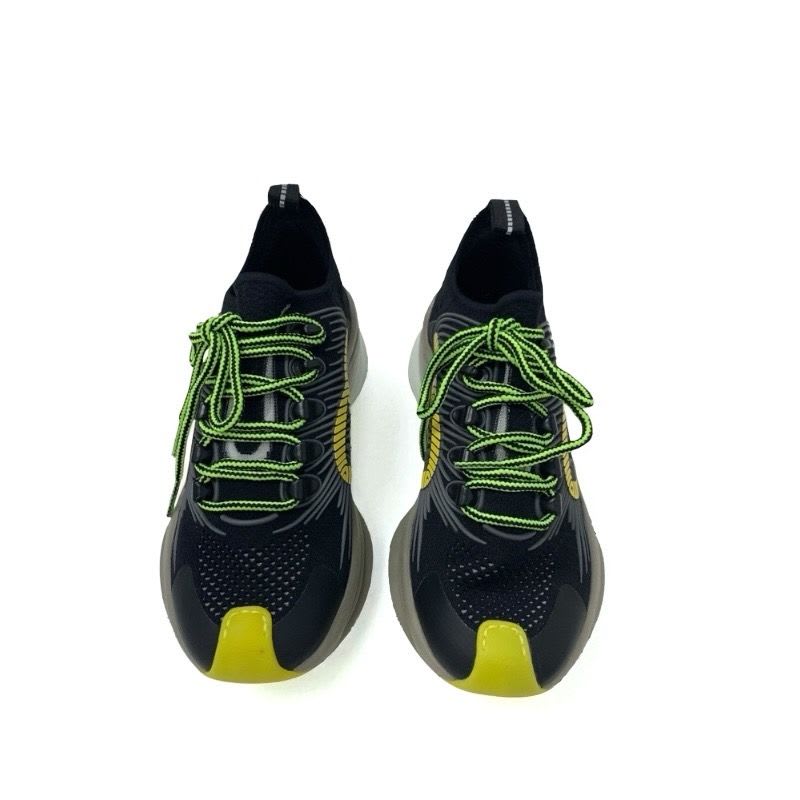 Gucci RUN Sneakers Shoes Fabric Black Yellow Interlocking G Logo