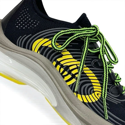 Gucci RUN Sneakers Shoes Fabric Black Yellow Interlocking G Logo