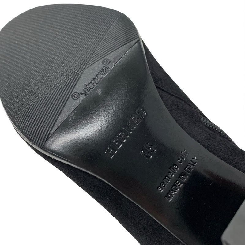 Hermes Saint Germain Boots Short Shoes Suede Black Silver Kelly Hardware
