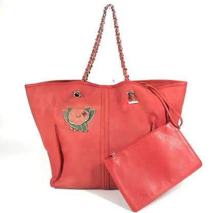 Chanel Shoulder Bag CC Coco Mark Logo Flower Leather Red