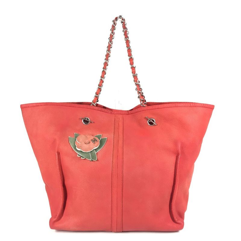 Chanel Shoulder Bag CC Coco Mark Logo Flower Leather Red