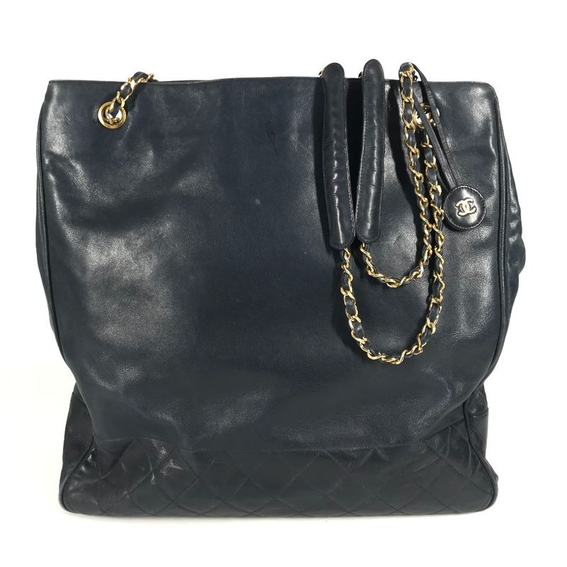 Chanel Shoulder Bag CC Coco Logo Matelasse Quilted Lambskin Navy