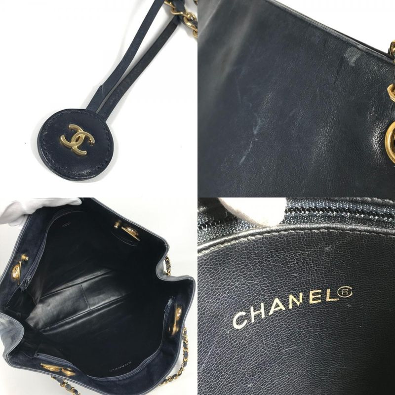 Chanel Shoulder Bag CC Coco Logo Matelasse Quilted Lambskin Navy