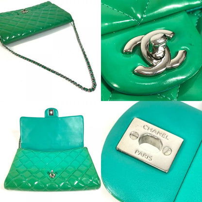 Chanel Shoulder Bag CC Coco Matelasse Quilted Patent Leather Green