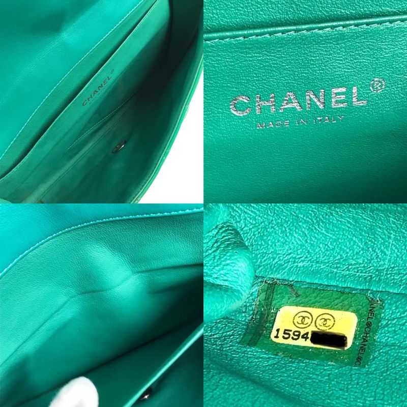 Chanel Shoulder Bag CC Coco Matelasse Quilted Patent Leather Green