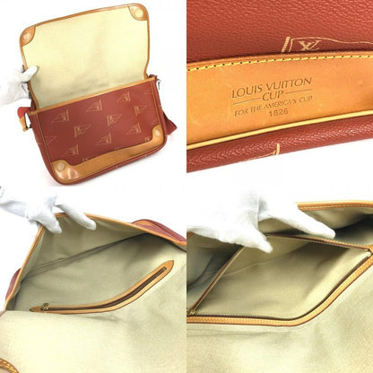 Louis Vuitton Shoulder Bag Calvi M80028 Leather Canvas Avogany Brown