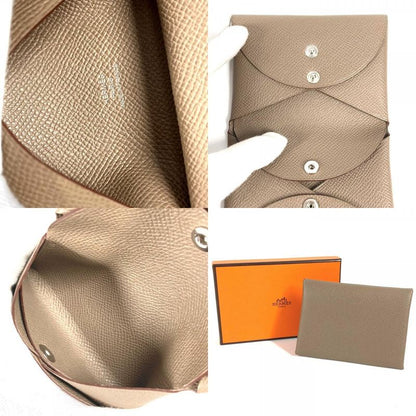Hermes Coin Case Calvi Duo Calvi Duo Epson Etoupe Grey