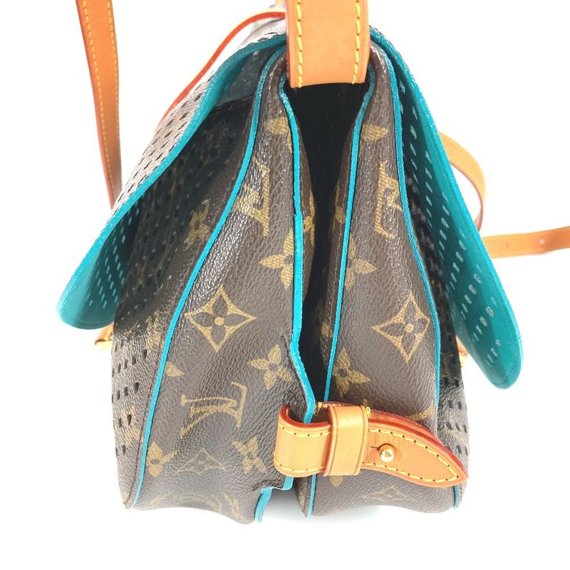 Louis Vuitton Shoulder Bag Flore Saumur M93998 Monogram Canvas Turquoise Blue
