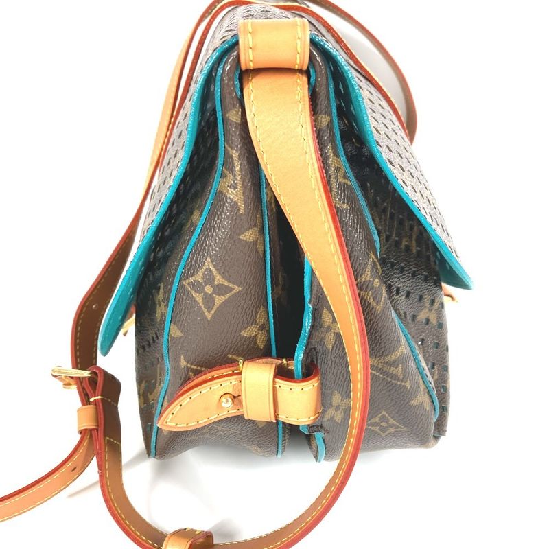 Louis Vuitton Shoulder Bag Flore Saumur M93998 Monogram Canvas Turquoise Blue
