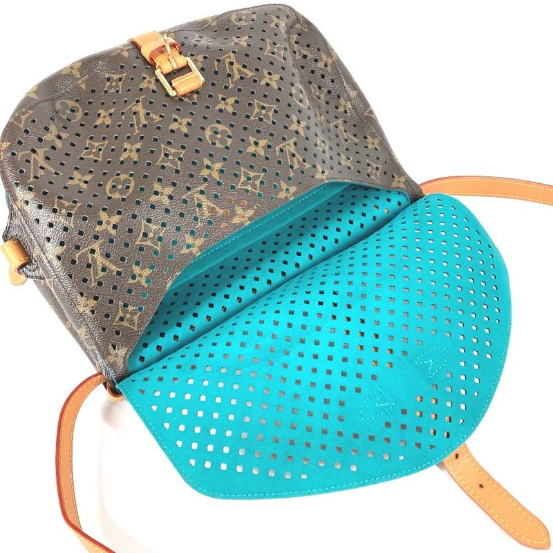 Louis Vuitton Shoulder Bag Flore Saumur M93998 Monogram Canvas Turquoise Blue