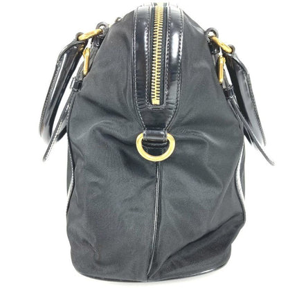 Prada Shoulder Bag Triangle Logo Triangle Logo Plate 1bb01 Leather Nylon Black