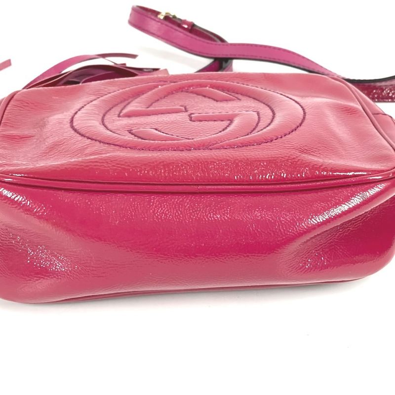 Gucci Shoulder Bag Soho Small Disco Tassel Fringe 308364 Patent Leather Purple