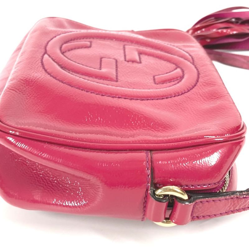 Gucci Shoulder Bag Soho Small Disco Tassel Fringe 308364 Patent Leather Purple