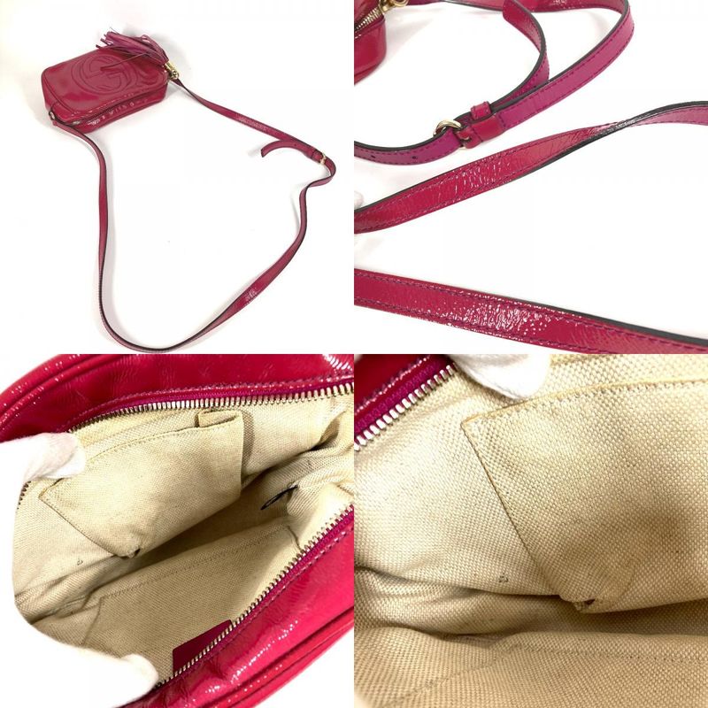 Gucci Shoulder Bag Soho Small Disco Tassel Fringe 308364 Patent Leather Purple