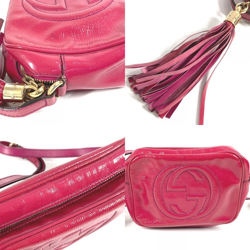 Gucci Shoulder Bag Soho Small Disco Tassel Fringe 308364 Patent Leather Purple