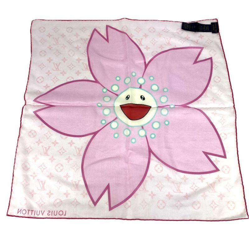 Louis Vuitton Scarf LV X TM Carré 55 Cherry Blossom M96088 Silk Pink