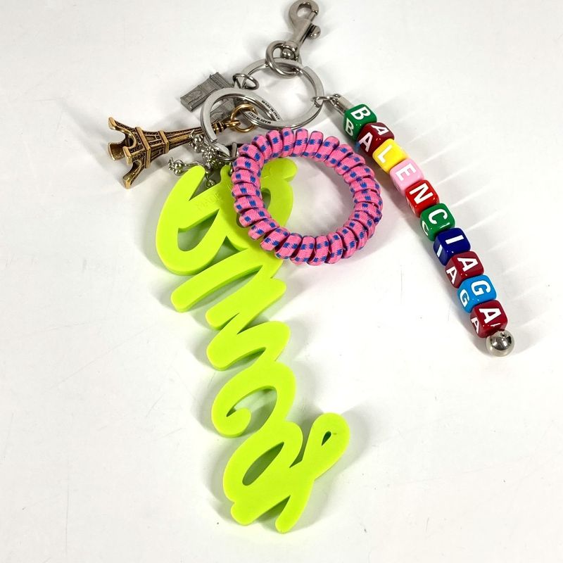 Balenciaga Key Holder Charm Key Ring Blncg Logo 8290032 Plastic Multicolor