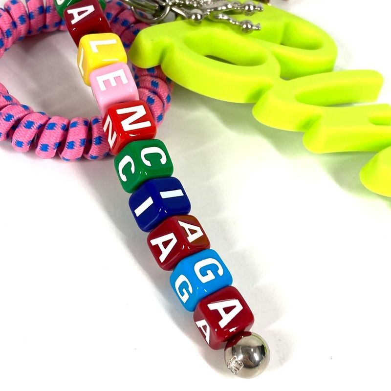 Balenciaga Key Holder Charm Key Ring Blncg Logo 8290032 Plastic Multicolor