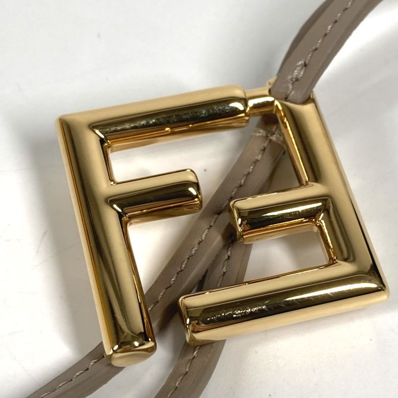 Fendi Key Holder FF Diamond Charm 7as255 Leather Beige